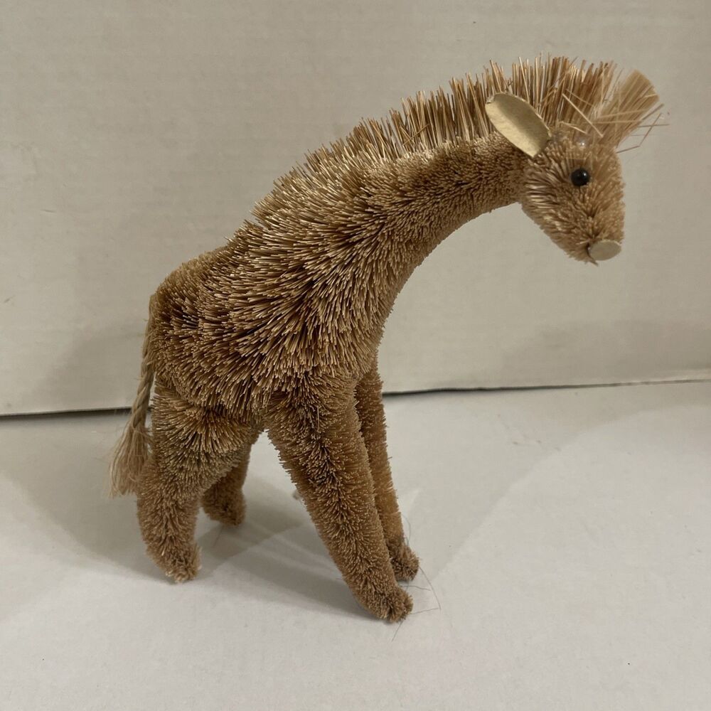 Buri Bristle Brushart Giraffe 8.5" Brush Fiber Ornament Cottagecore Animal